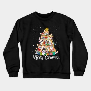 Merry Corgmas Corgi Christmas Tree Fairy Lights Dog Lovers Crewneck Sweatshirt